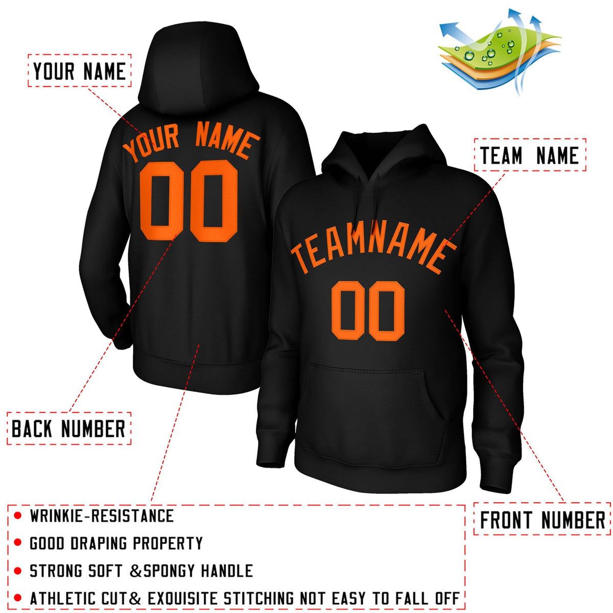 Custom Stitched Black Orange Classic Style Hoodie Training Uniform| KXKSHOP