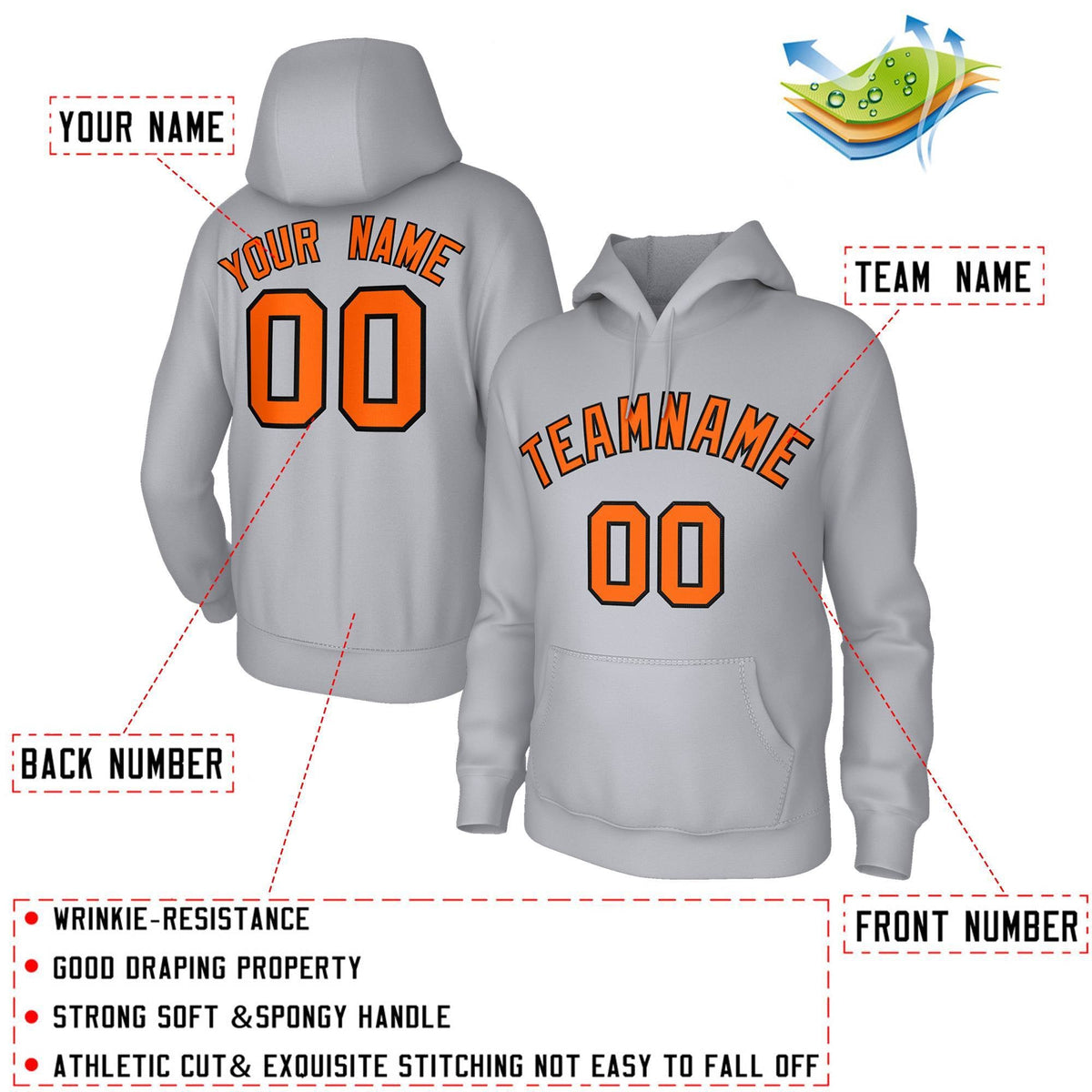 Custom Stitched Gray Orange-Black Classic Style Hoodie Training Uniform| KXKSHOP