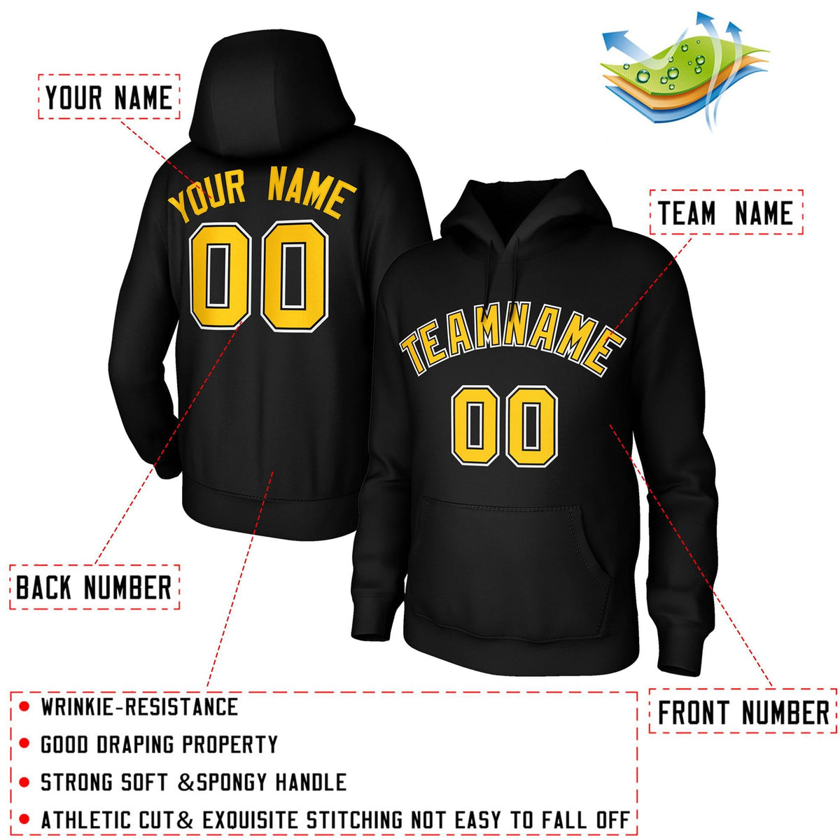 Custom Stitched Black Gold-White Classic Style Hoodie Training Uniform| KXKSHOP