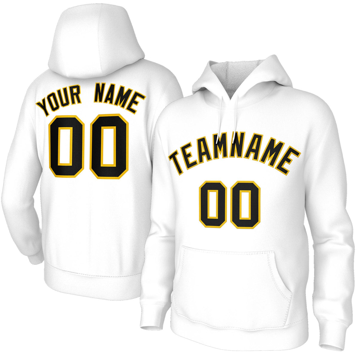 Custom Stitched White Black-Gold Classic Style Hoodie Training Uniform| KXKSHOP