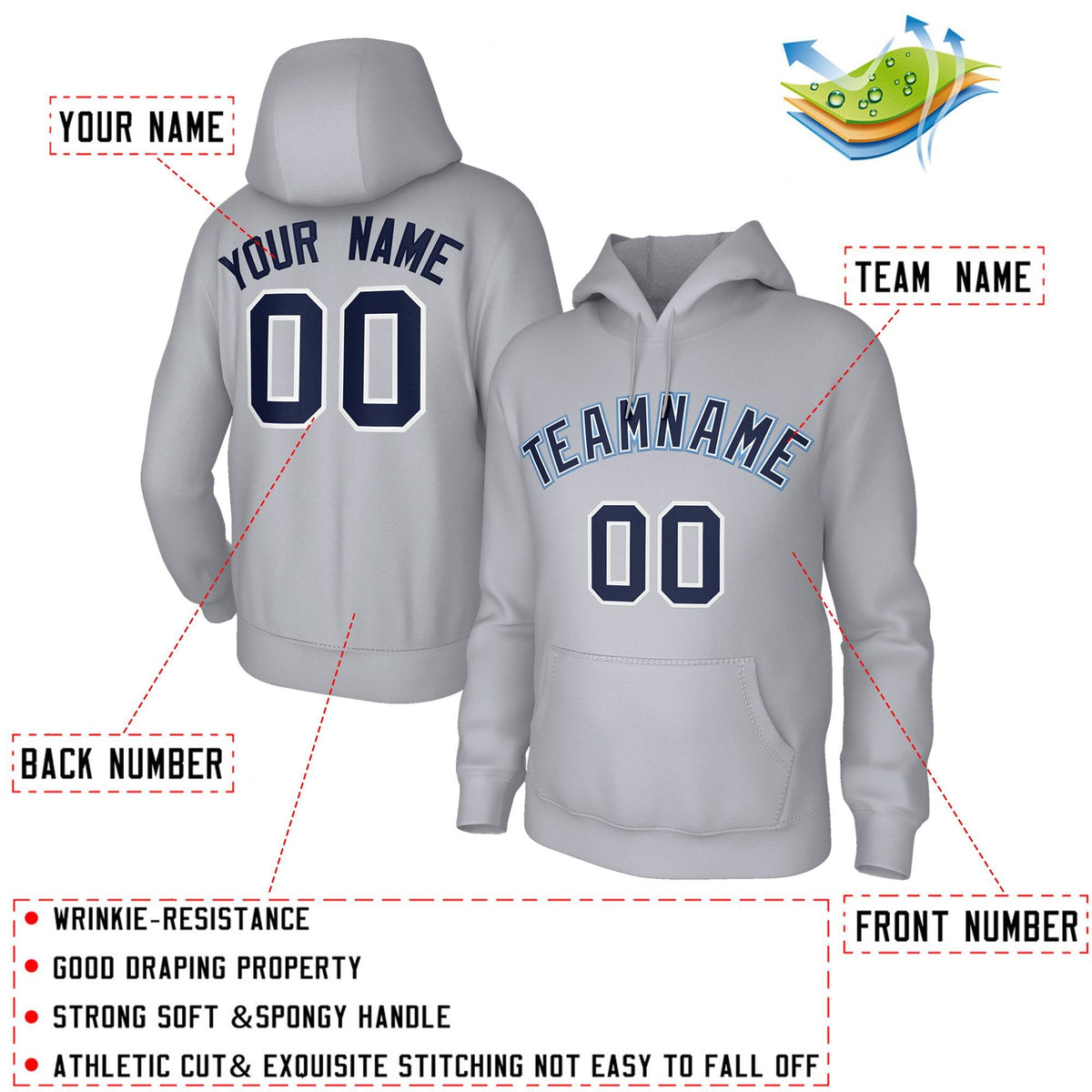 Custom Stitched Gray Navy-White Classic Style Hoodie Training Uniform| KXKSHOP