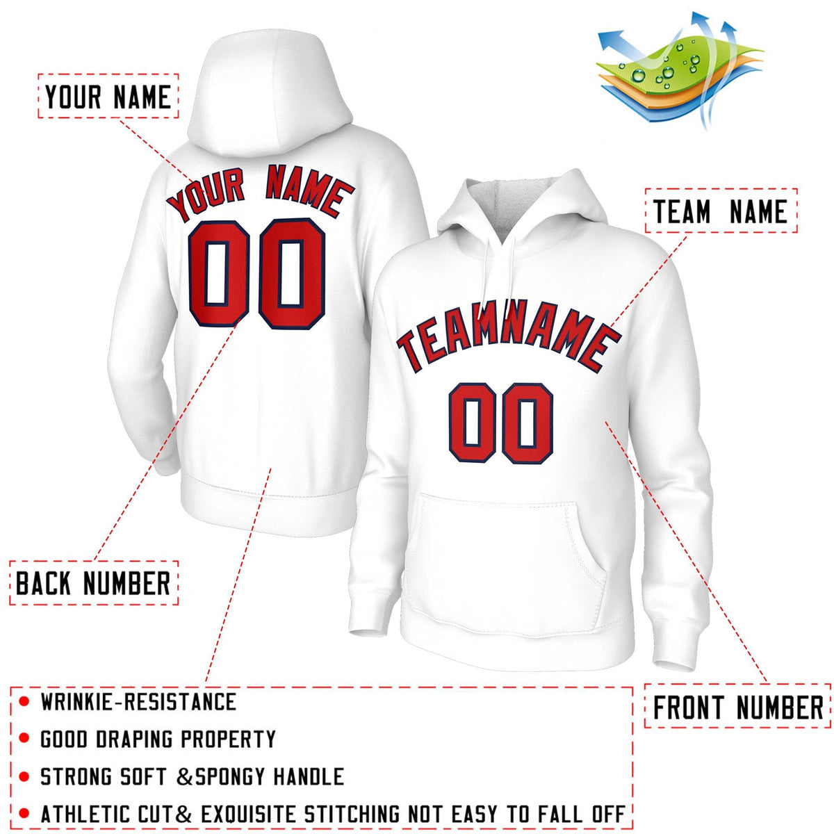 Custom Stitched White Red-Black Classic Style Hoodie Training Uniform| KXKSHOP