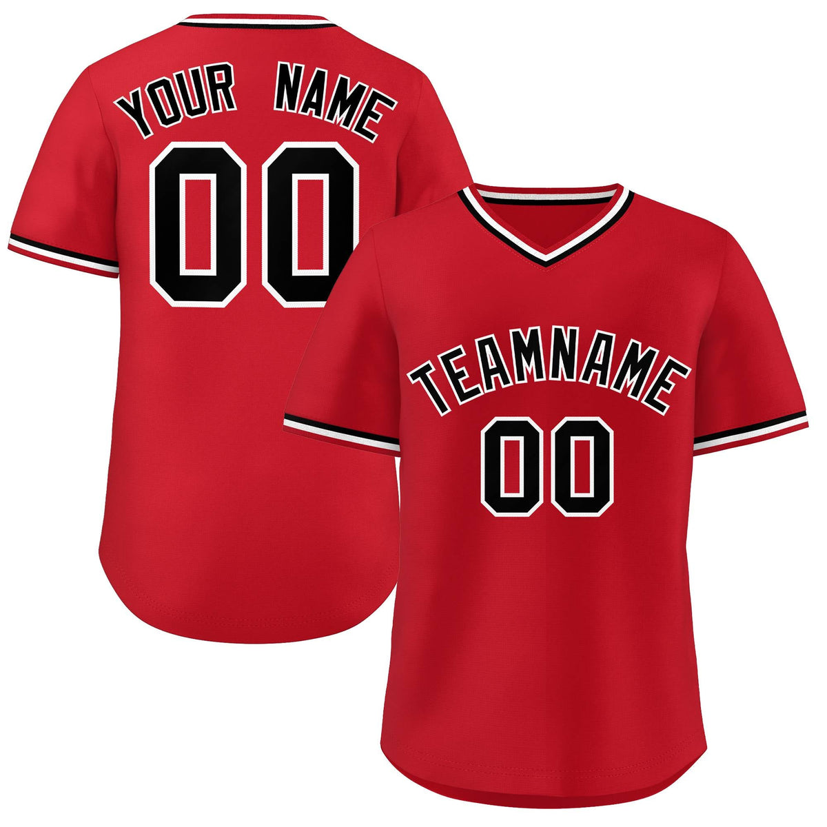 Custom Red Black-White Classic Style Outdoor Authentic Pullover Baseball Jersey