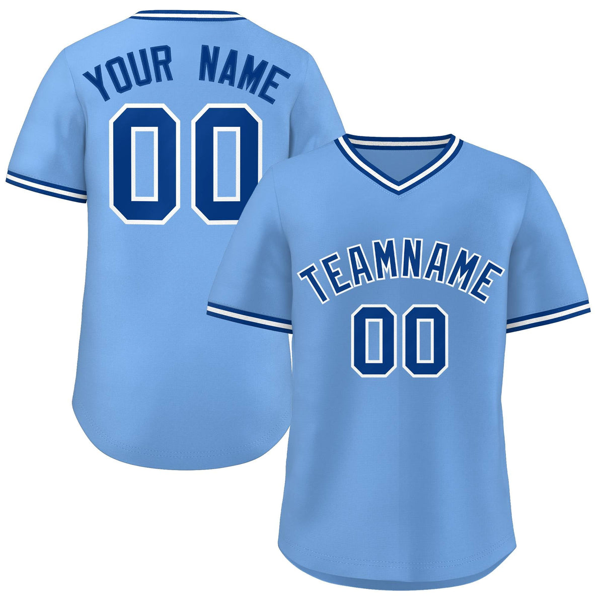 Custom Light Blue Royal-White Classic Style Outdoor Authentic Pullover Baseball Jersey
