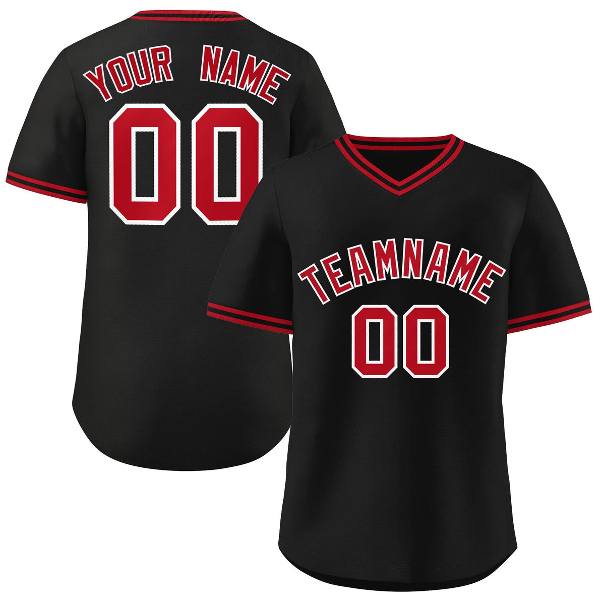 Custom Black Red-Black Classic Style Outdoor Authentic Pullover Baseball Jersey