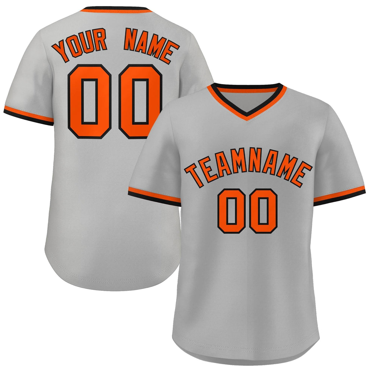 Custom Gray Black-Orange Classic Style Outdoor Authentic Pullover Baseball Jersey
