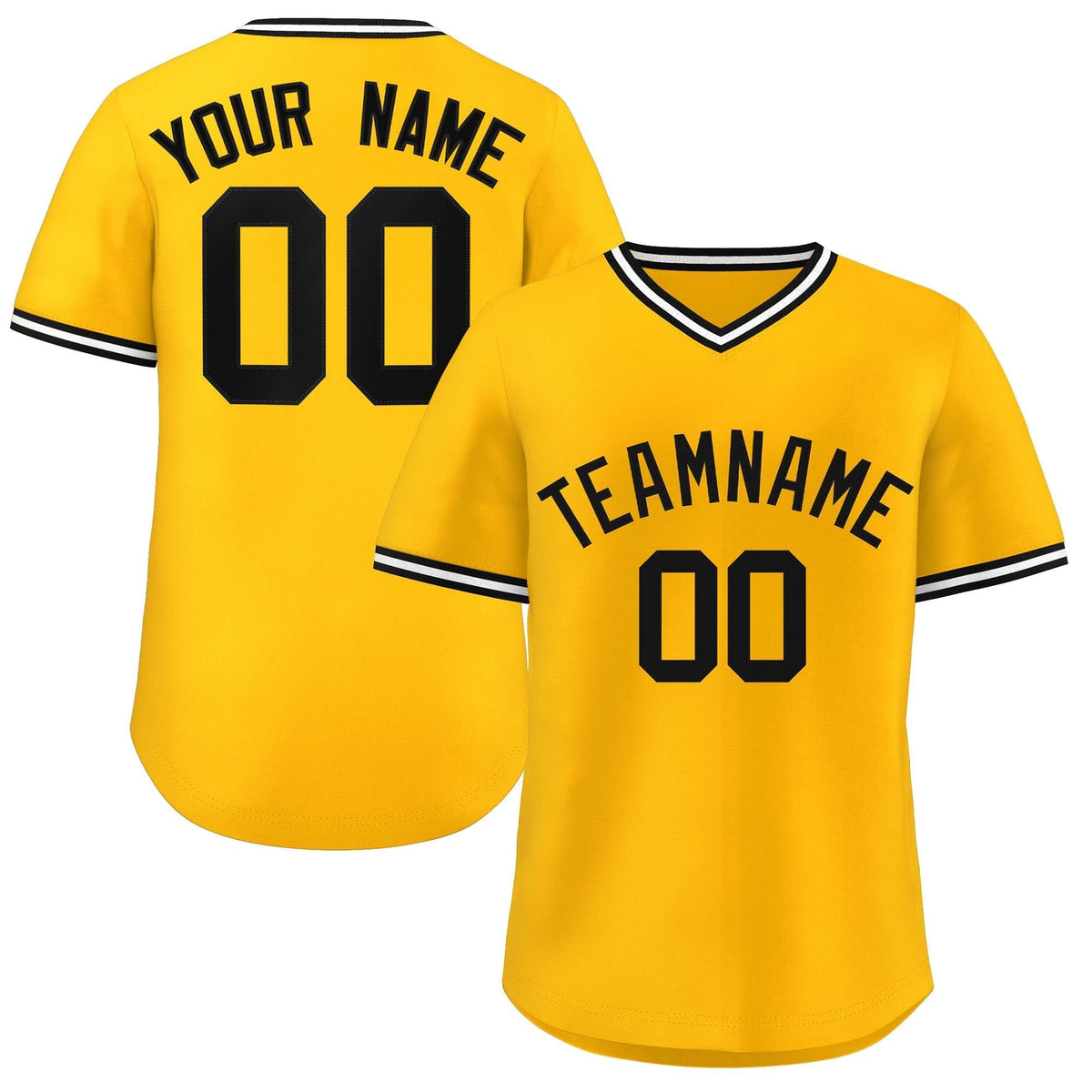 Custom Yellow White Classic Style Outdoor Authentic Pullover Baseball Jersey