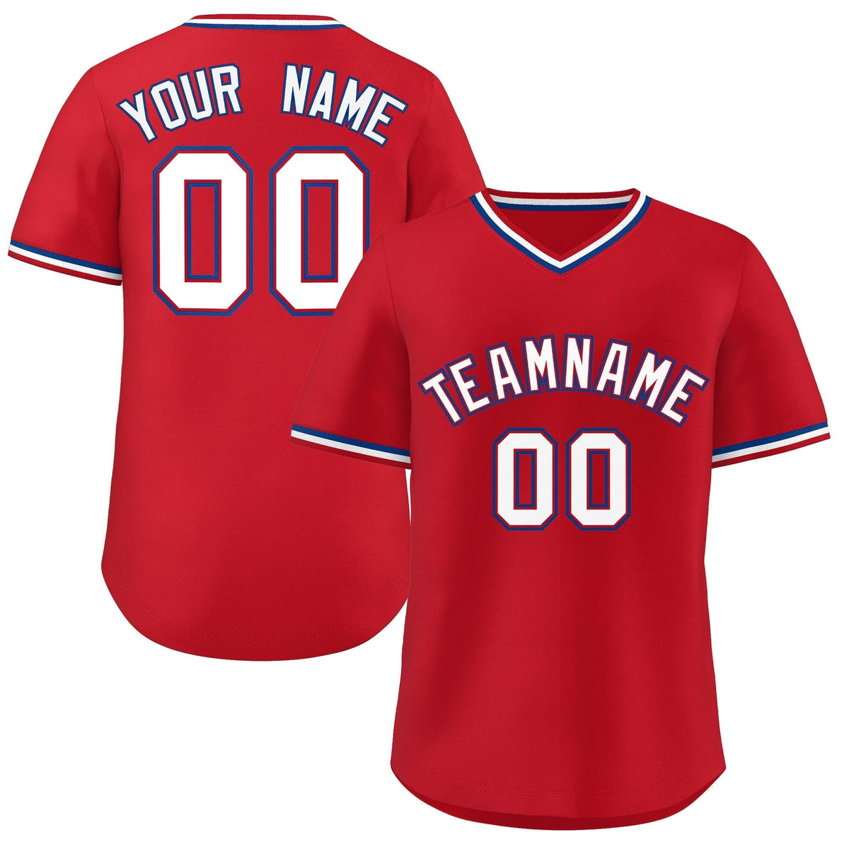 Custom Red White Classic Style Outdoor Authentic Pullover Baseball Jersey