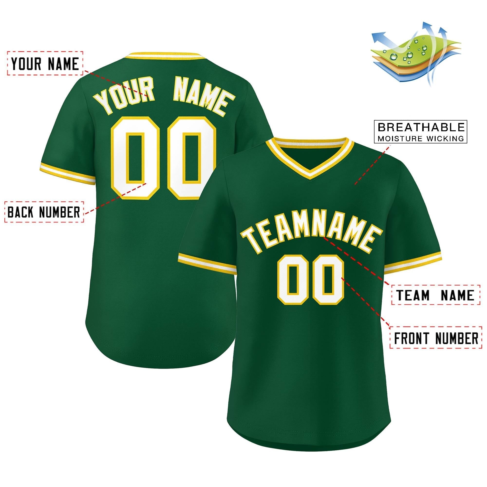 Maillot de baseball d'extérieur authentique, vert et blanc, style classique, personnalisé
