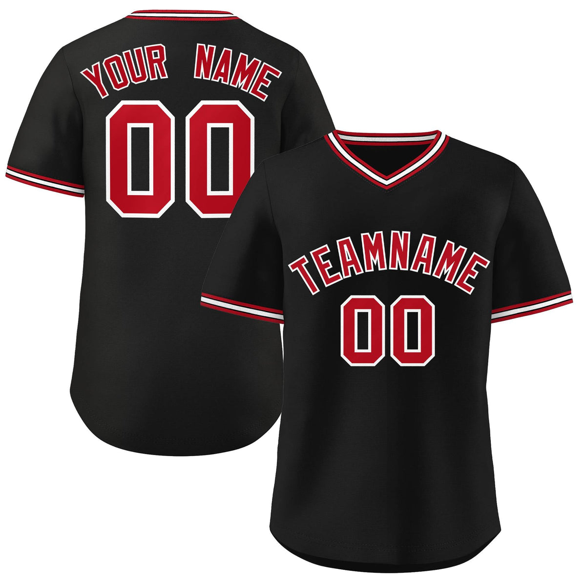 Custom Black Red-White Classic Style Outdoor Authentic Pullover Baseball Jersey
