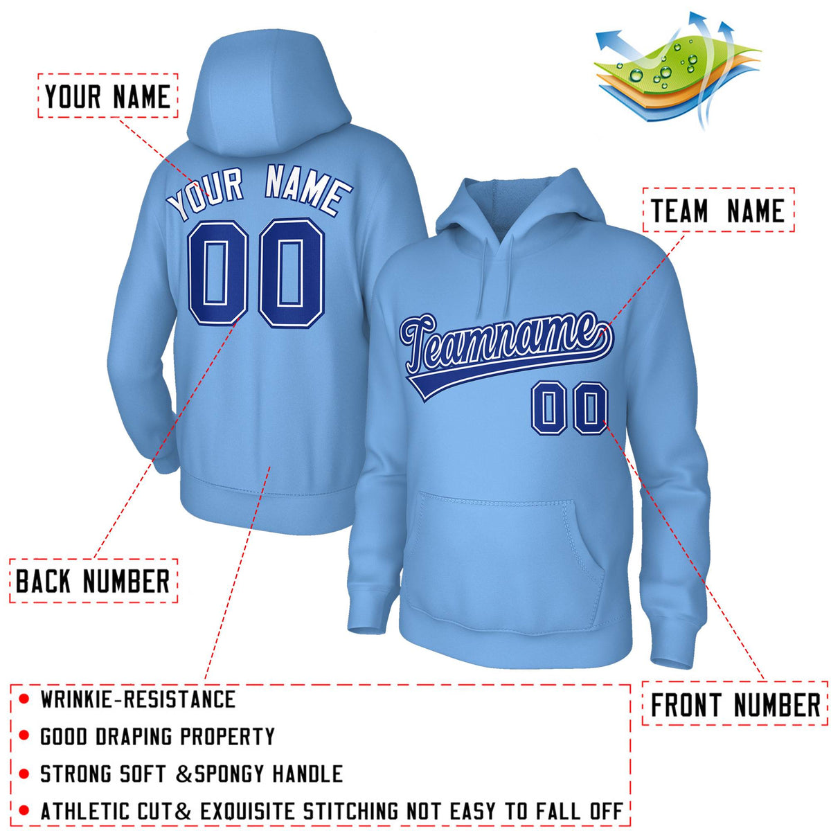 Custom Classic Style Hoodie Game Lt Blue Training Uniform| KXKSHOP