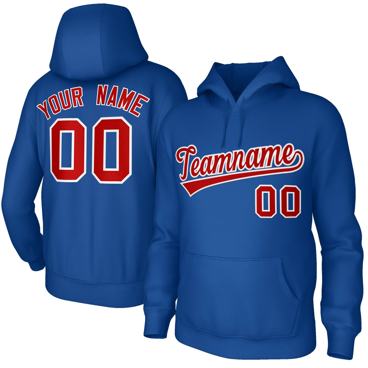 Custom Royal Blue-Red Stitched Classic Style Hoodie Pullover Sweatshirt| KXKSHOP