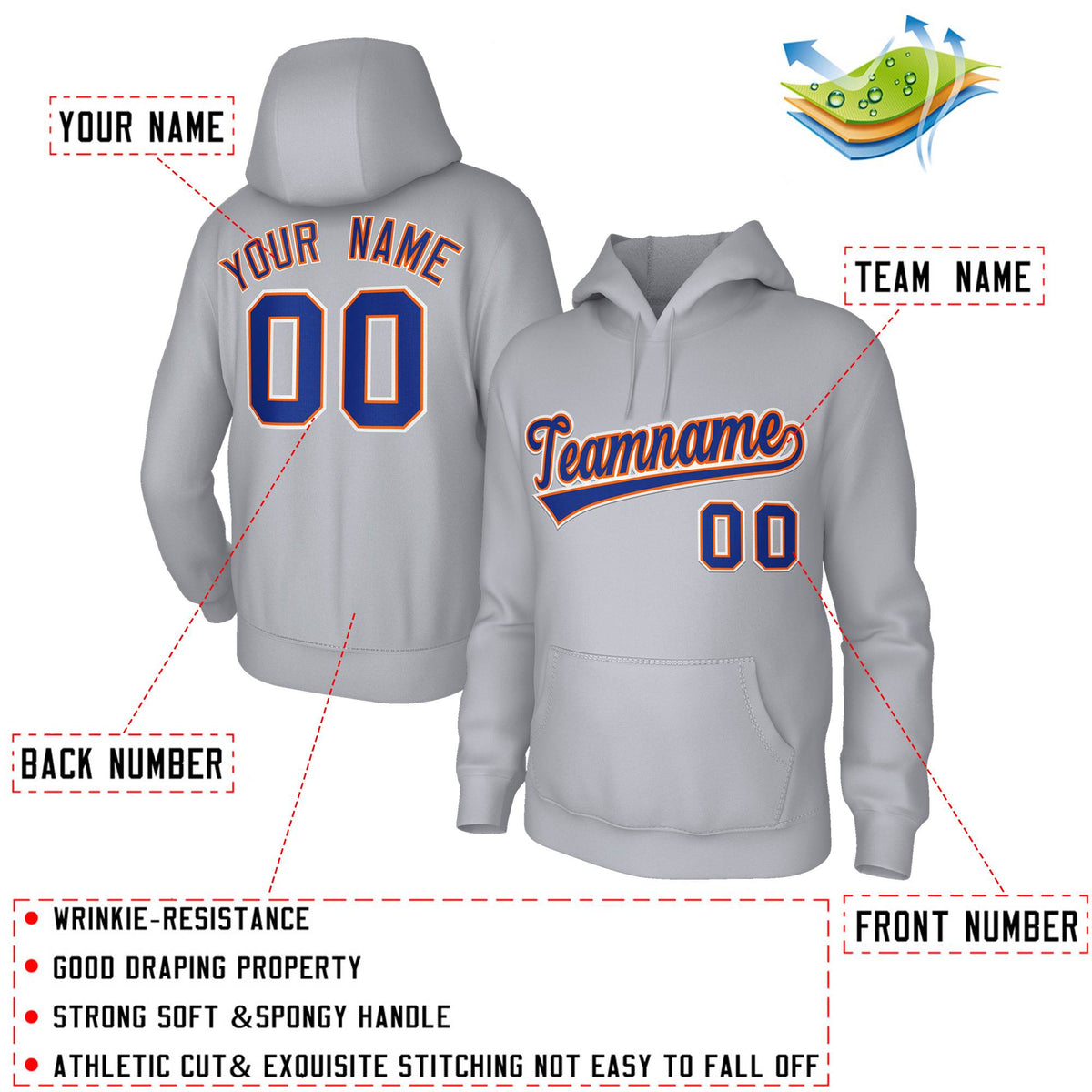 Custom Personalized Pullover Hoodies Stitched Name and Number Sweatshirts| KXKSHOP