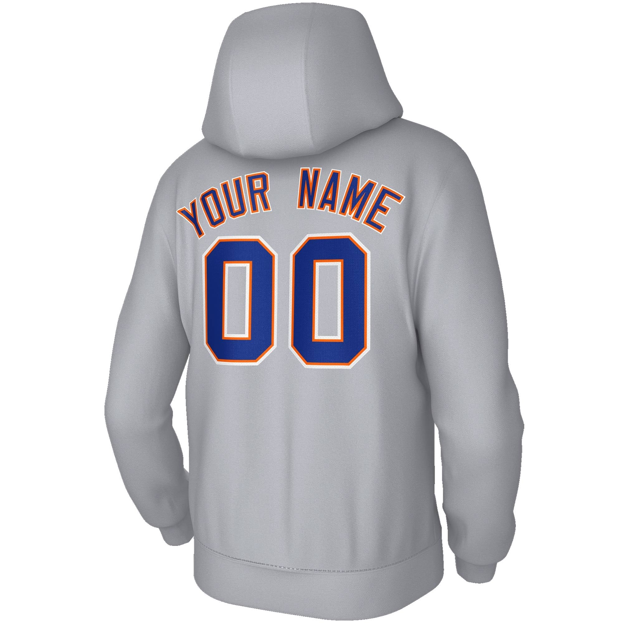 Custom Grey Blue-Orange Stitched Classic Style Hoodie Pullover Sweatshirt| KXKSHOP
