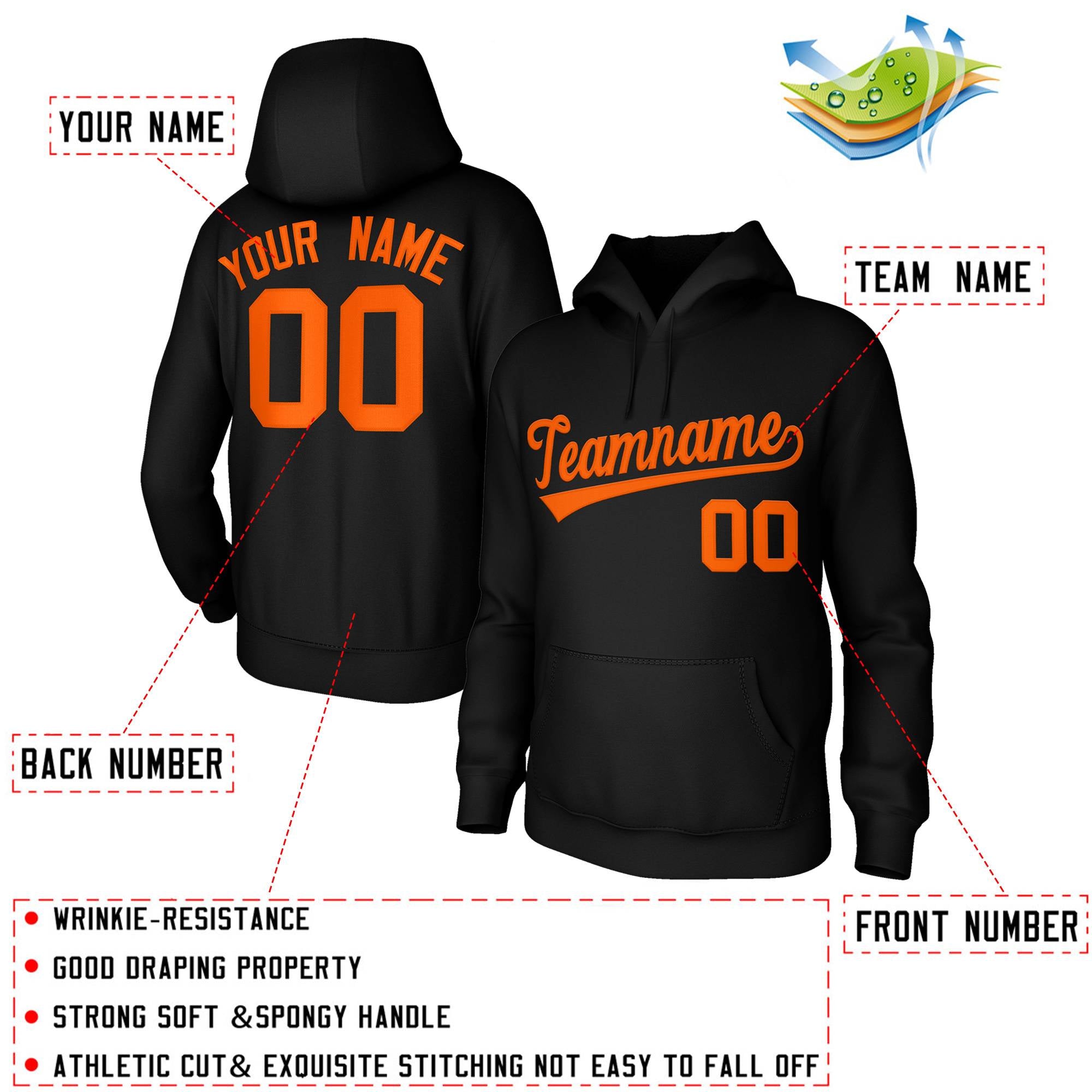 Custom Classic Style Hoodie Athletic Black Pullover Sweatshirt| KXKSHOP