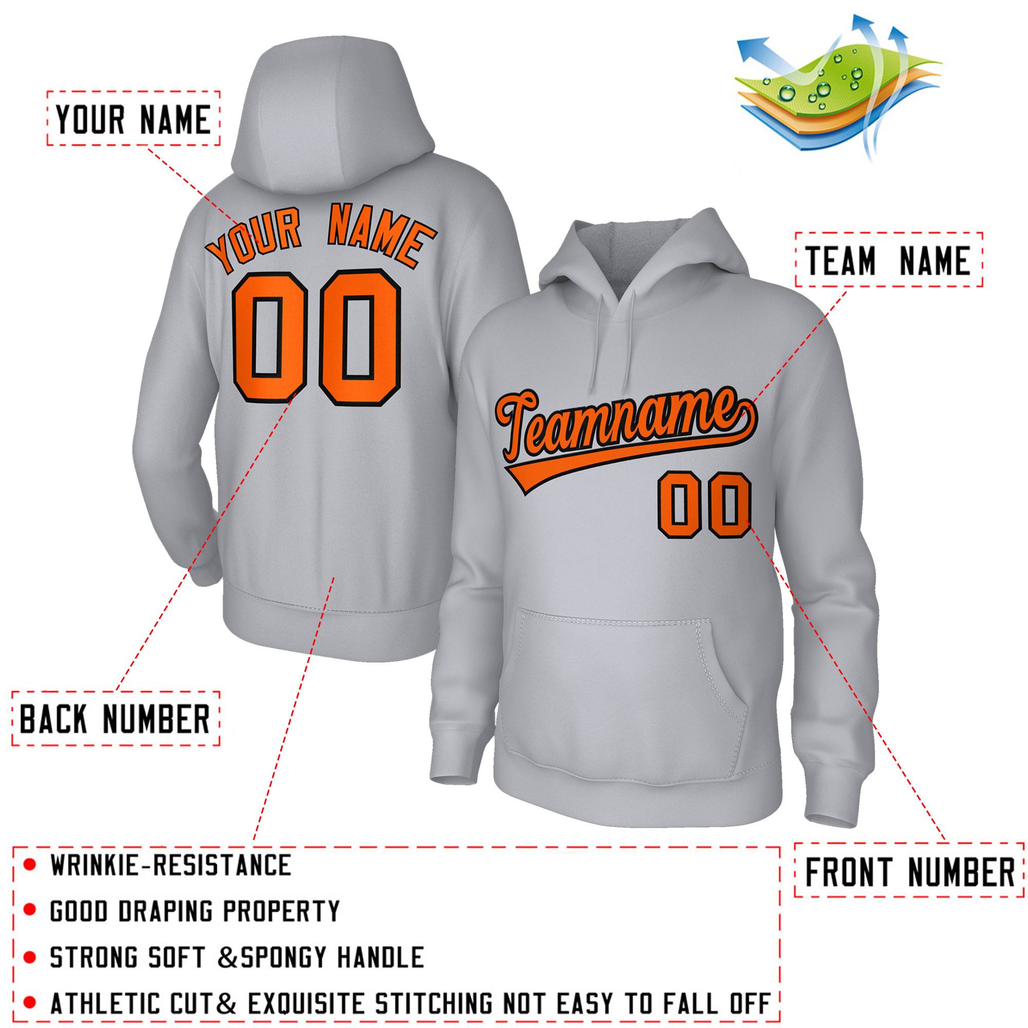 Custom Classic Style Hoodie Gray Athletic Pullover Sweatshirt| KXKSHOP