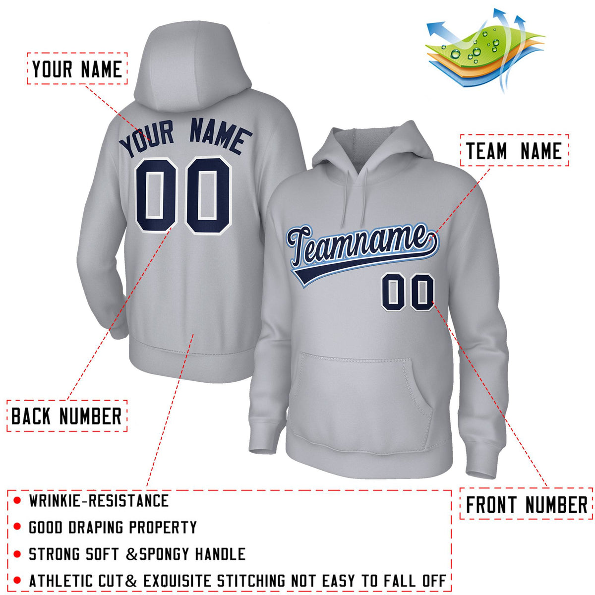 Custom Stitched Classic Style Hoodie Pullover Sweatshirt| KXKSHOP