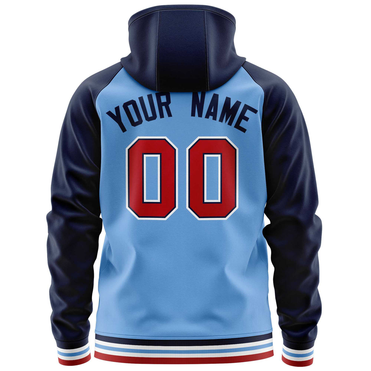 Custom Stitched Powder Blue Navy Raglan Sleeves Sports Full-Zip Sweatshirt Hoodie| KXKSHOP