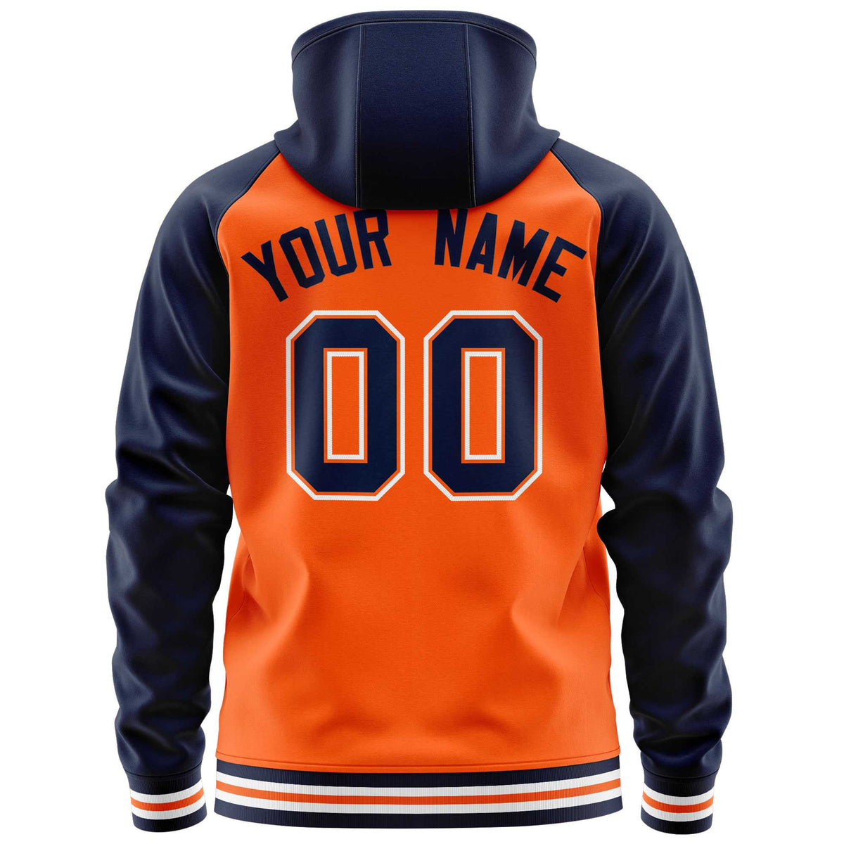Custom Stitched Orange Navy Raglan Sleeves Sports Full-Zip Sweatshirt Hoodie| KXKSHOP