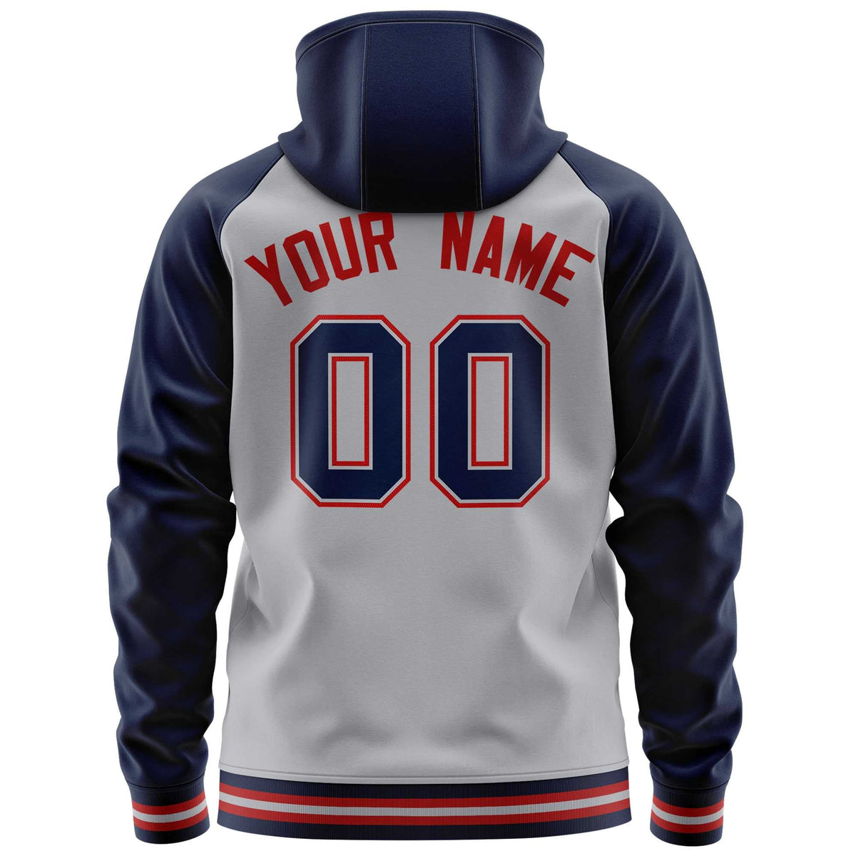 Custom Stitched Gray Navy Raglan Sleeves Sports Full-Zip Sweatshirt Hoodie| KXKSHOP