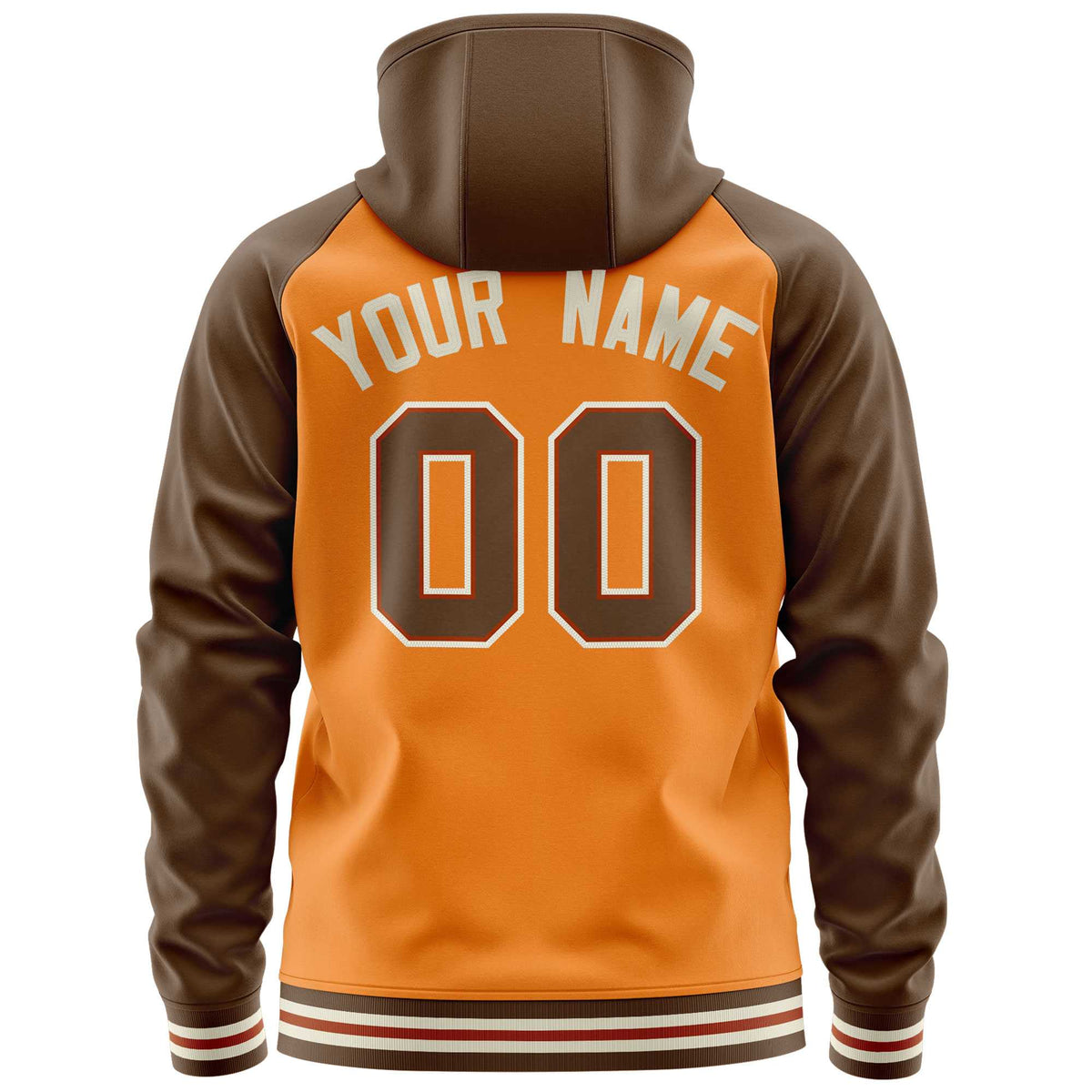 Custom Stitched Light Orange Light Brown Raglan Sleeves Sports Full-Zip Sweatshirt Hoodie| KXKSHOP