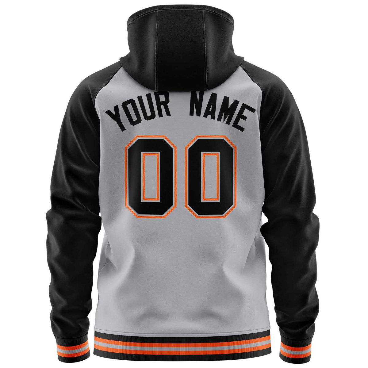 Custom Stitched Gray Black Raglan Sleeves Sports Full-Zip Sweatshirt Hoodie| KXKSHOP