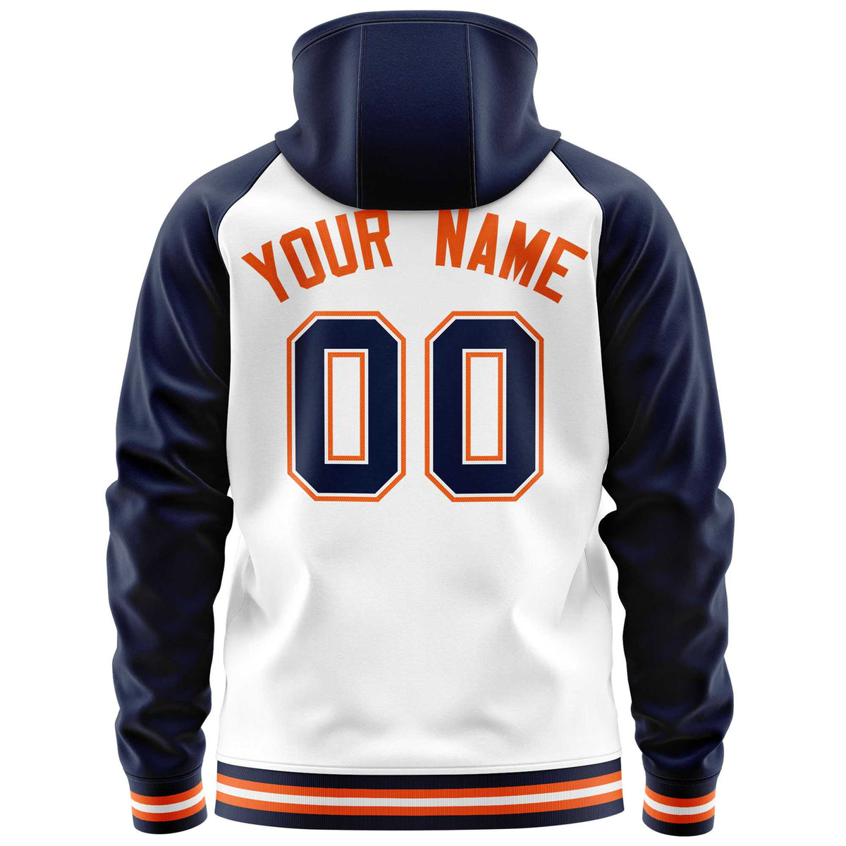 Custom Stitched White Navy Raglan Sleeves Sports Full-Zip Sweatshirt Hoodie| KXKSHOP