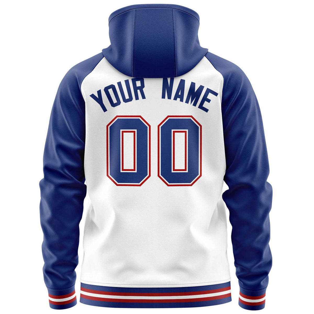 Custom Stitched White Royal Raglan Sleeves Sports Full-Zip Sweatshirt Hoodie| KXKSHOP