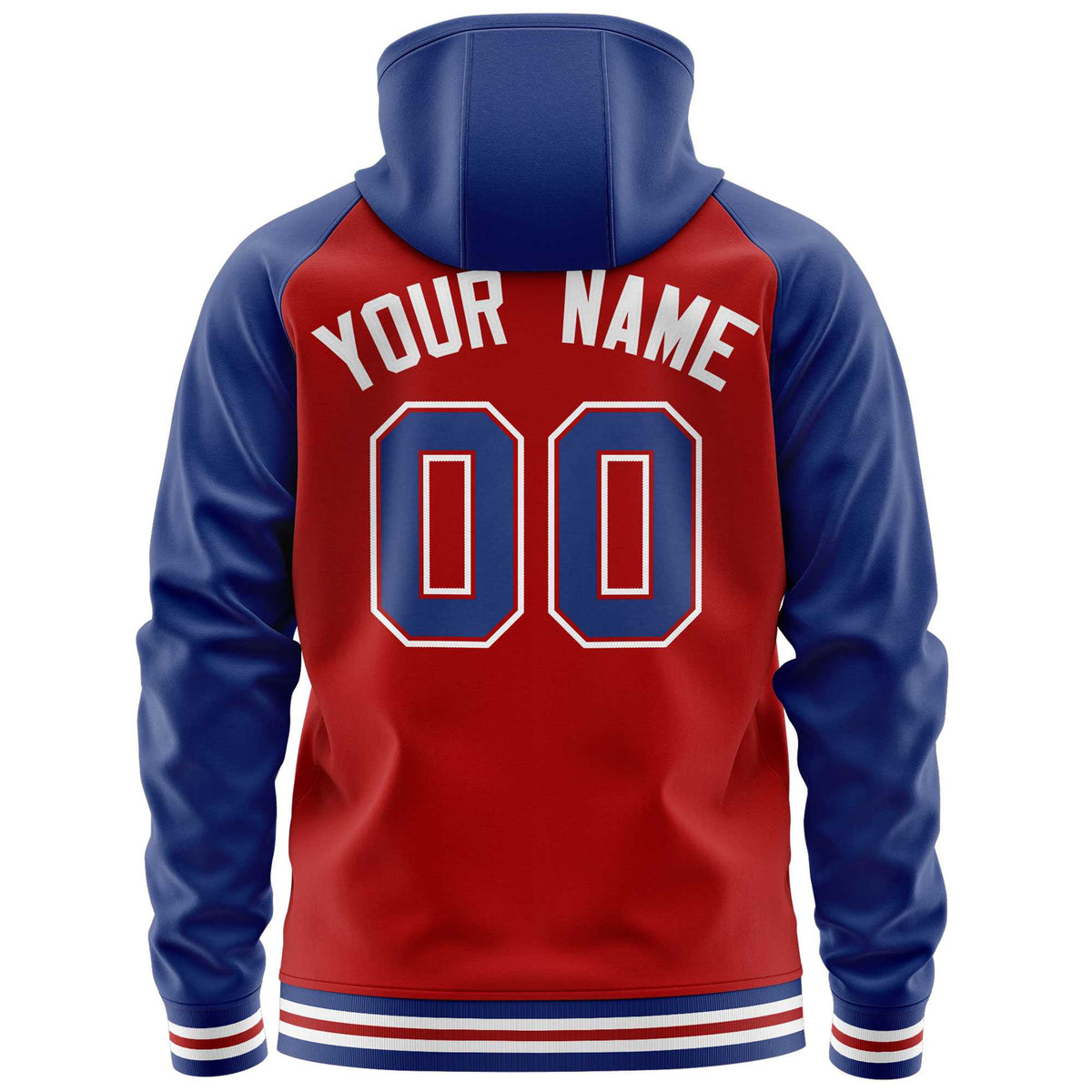 Custom Stitched Red Royal Raglan Sleeves Sports Full-Zip Sweatshirt Hoodie| KXKSHOP