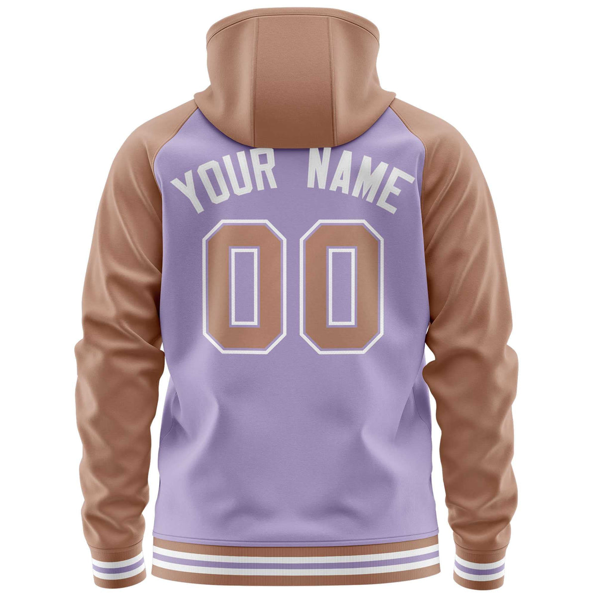 Custom Stitched Light Purple Brown Raglan Sleeves Sports Full-Zip Sweatshirt Hoodie| KXKSHOP