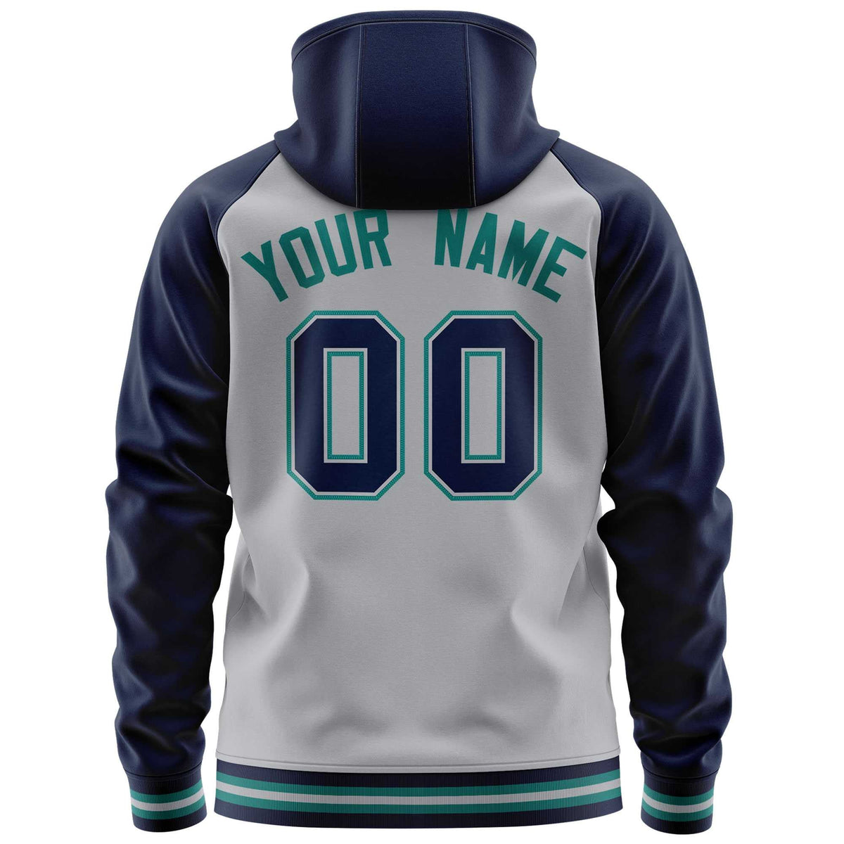 Custom Stitched Gray Navy Raglan Sleeves Sports Full-Zip Sweatshirt Hoodie| KXKSHOP