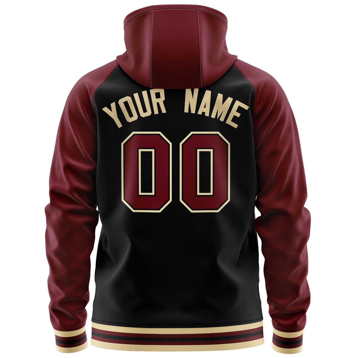 Custom Stitched Black Crimson Raglan Sleeves Sports Full-Zip Sweatshirt Hoodie| KXKSHOP