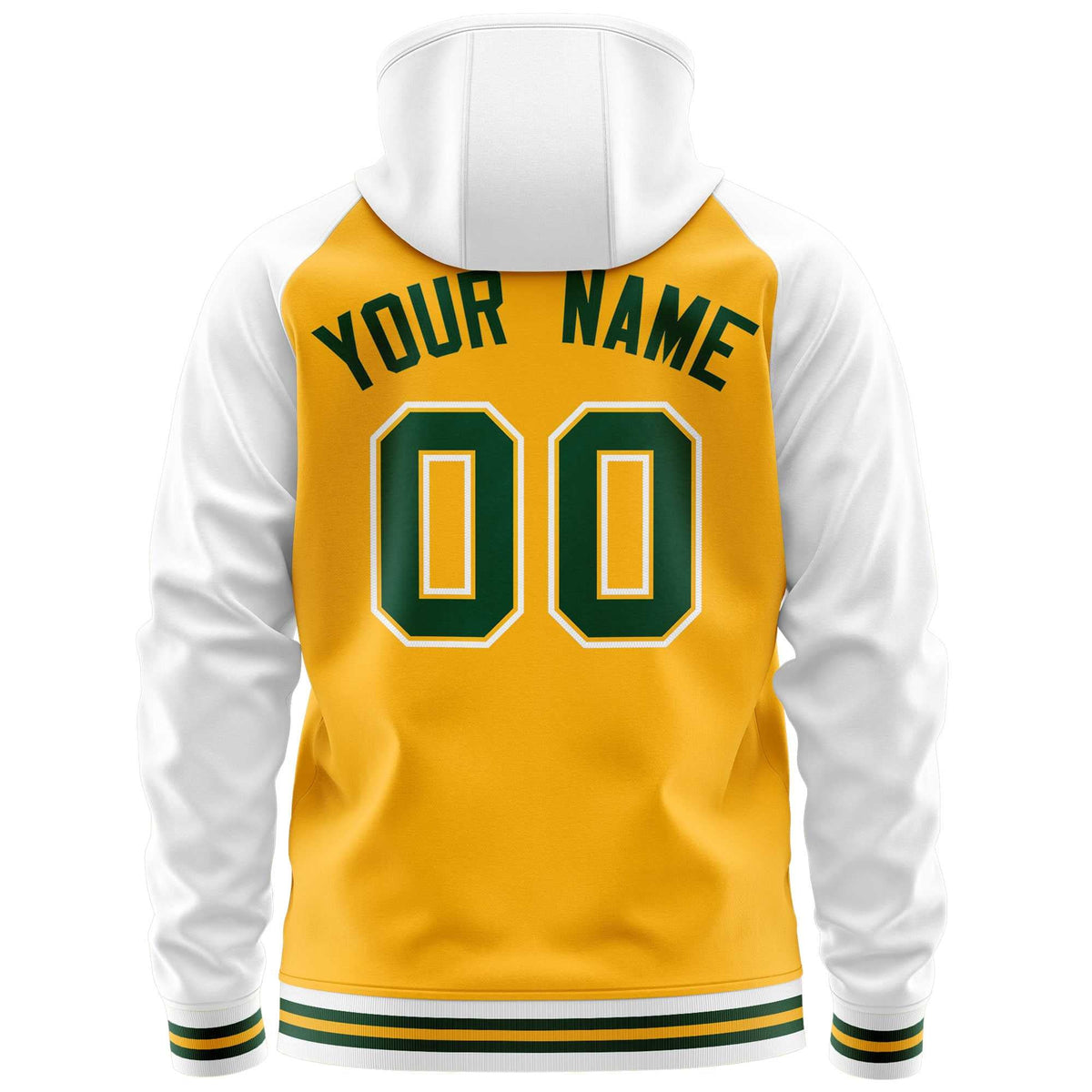 Custom Stitched Yellow White Raglan Sleeves Sports Full-Zip Sweatshirt Hoodie| KXKSHOP