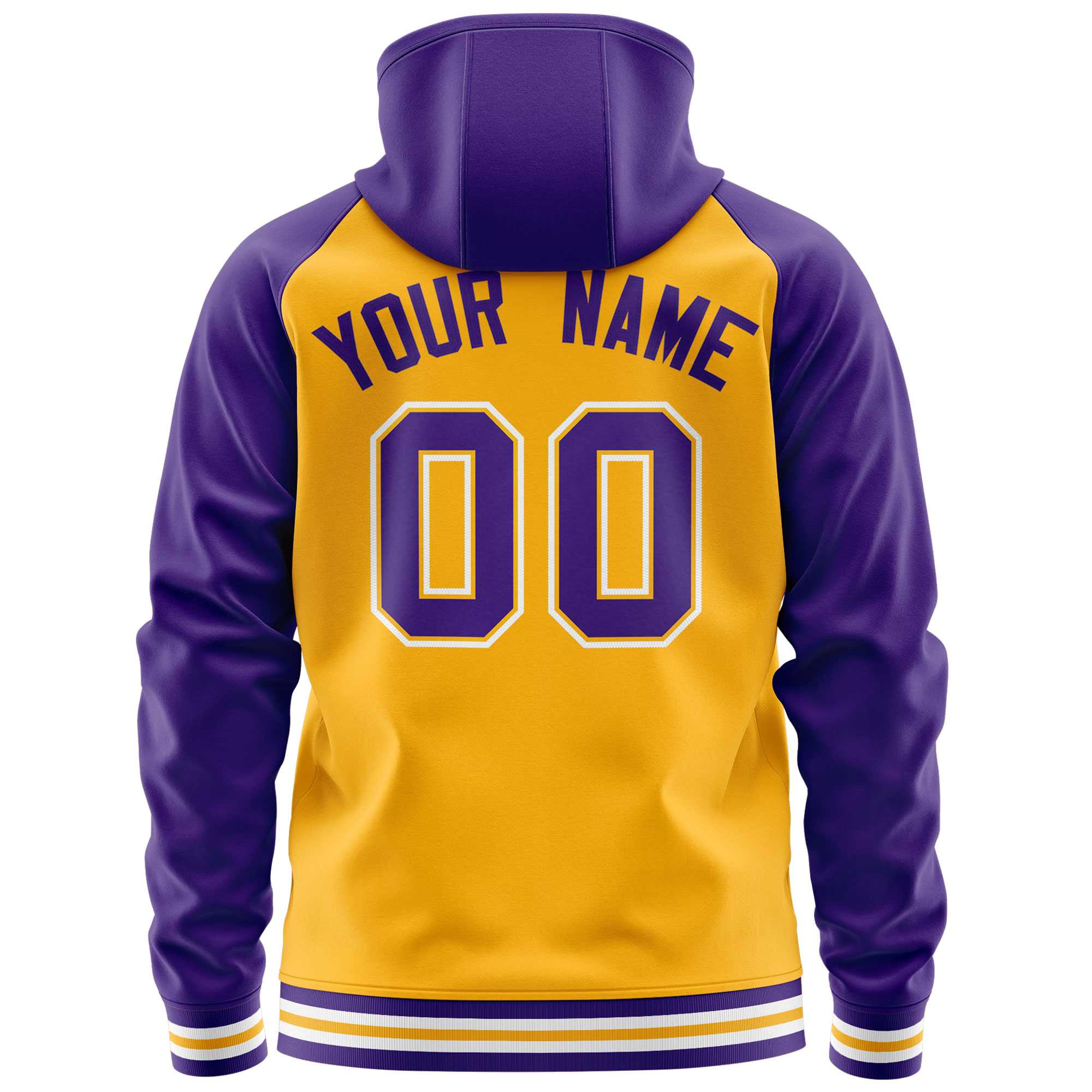 Custom Stitched Yellow Purple Raglan Sleeves Sports Full-Zip Sweatshirt Hoodie| KXKSHOP