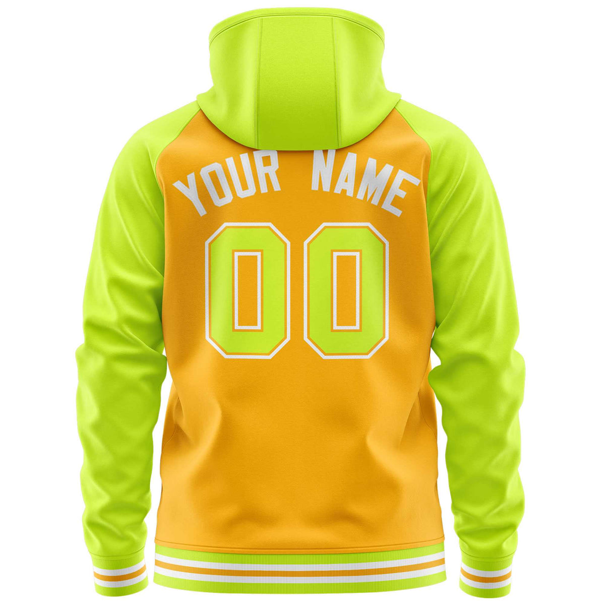 Custom Stitched Yellow Neon Green Raglan Sleeves Sports Full-Zip Sweatshirt Hoodie| KXKSHOP