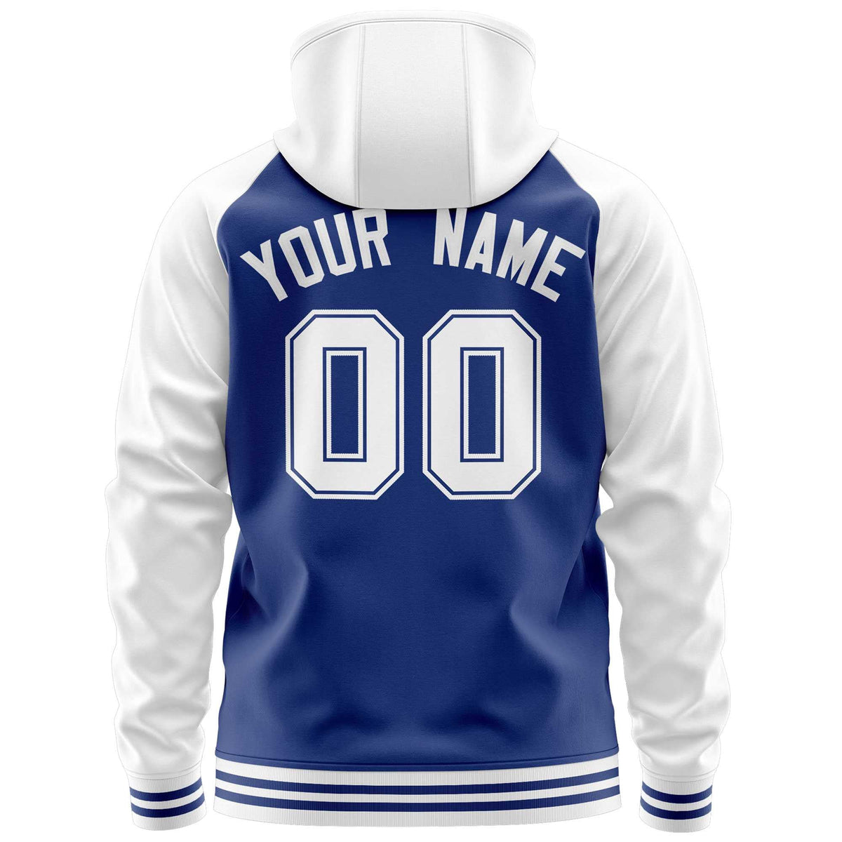 Custom Stitched Royal White Raglan Sleeves Sports Full-Zip Sweatshirt Hoodie| KXKSHOP