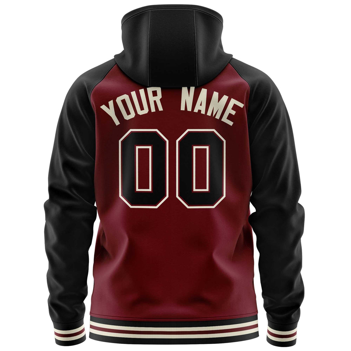 Custom Stitched Crimson Black Raglan Sleeves Sports Full-Zip Sweatshirt Hoodie| KXKSHOP
