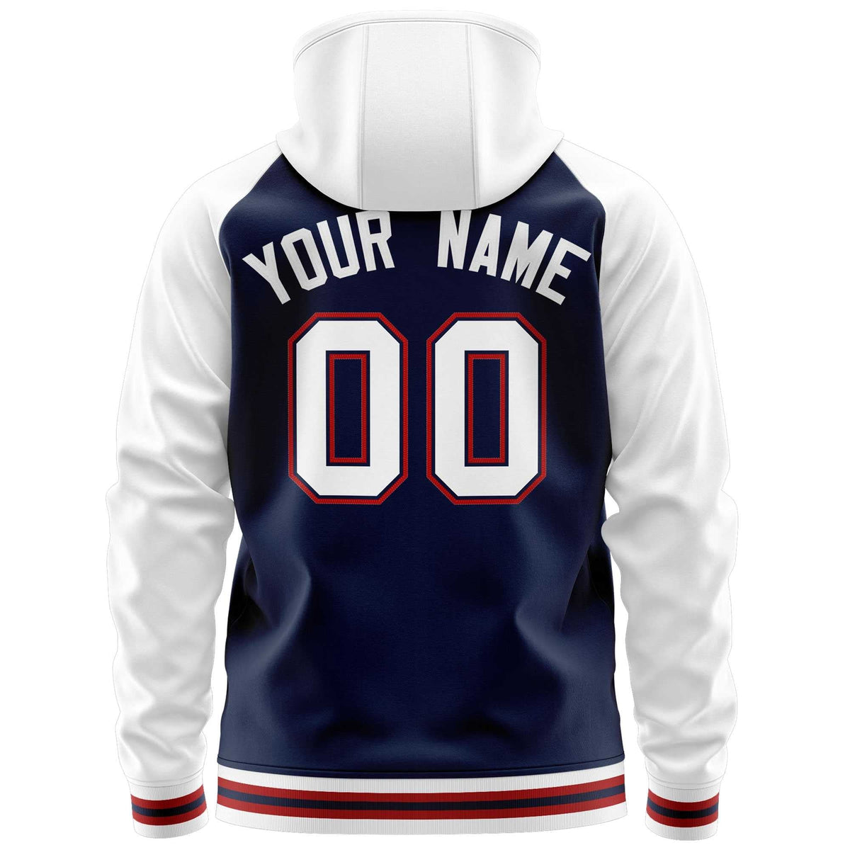 Custom Stitched Navy White Raglan Sleeves Sports Full-Zip Sweatshirt Hoodie| KXKSHOP