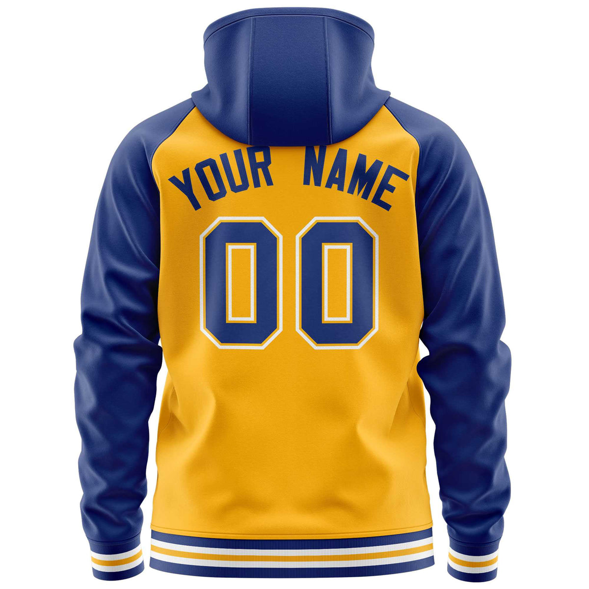 Custom Stitched Yellow Royal Raglan Sleeves Sports Full-Zip Sweatshirt Hoodie| KXKSHOP