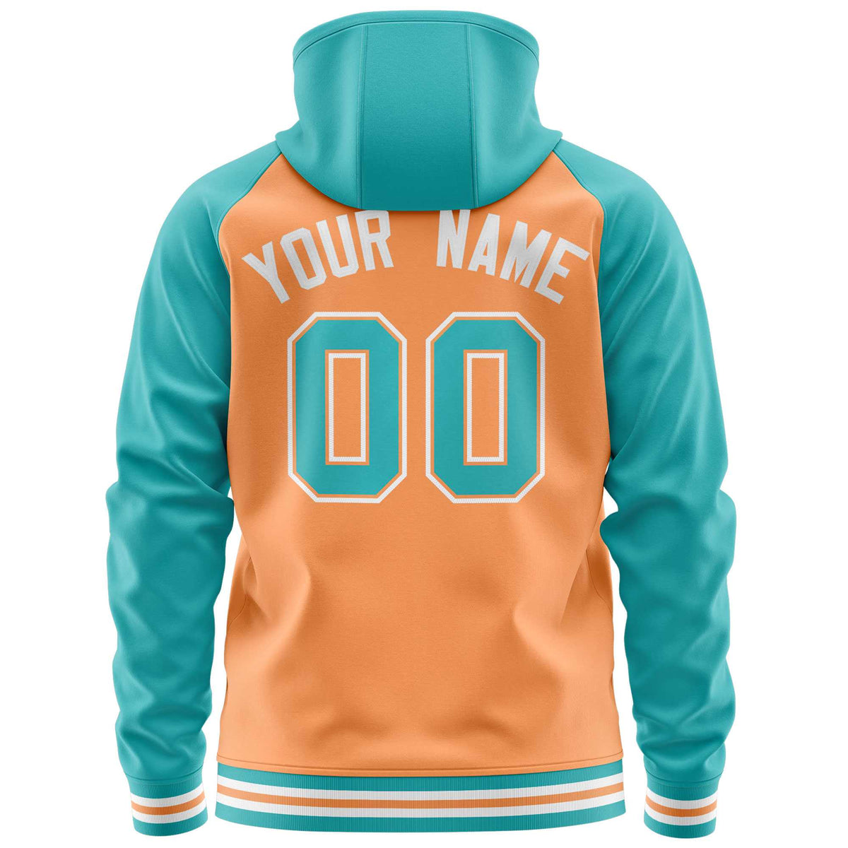 Custom Stitched Light Orange Aqua Raglan Sleeves Sports Full-Zip Sweatshirt Hoodie| KXKSHOP