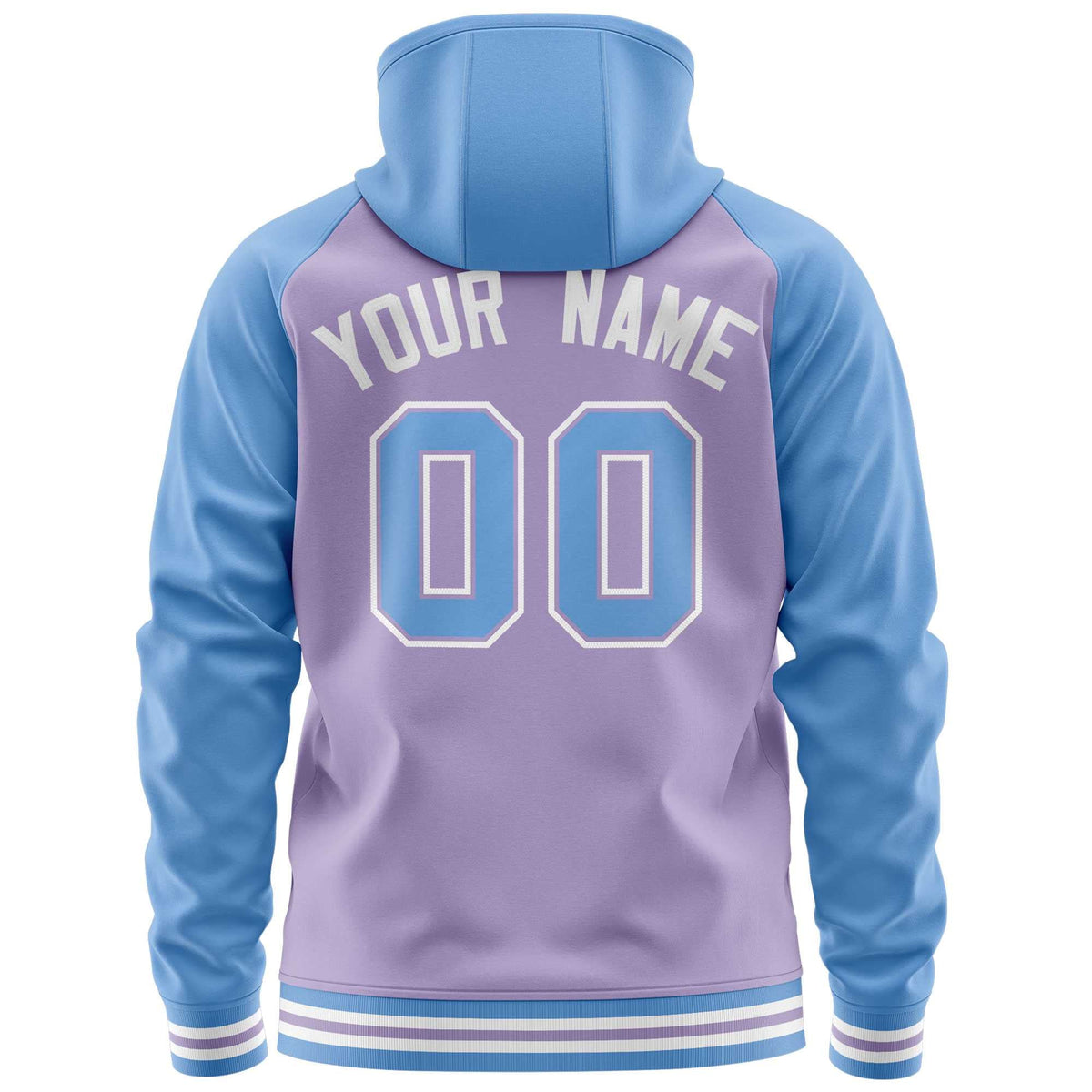 Custom Stitched Light Purple Powder Blue Raglan Sleeves Sports Full-Zip Sweatshirt Hoodie| KXKSHOP