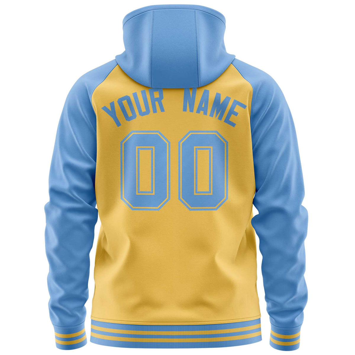 Custom Stitched Yellow Powder Blue Raglan Sleeves Sports Full-Zip Sweatshirt Hoodie| KXKSHOP