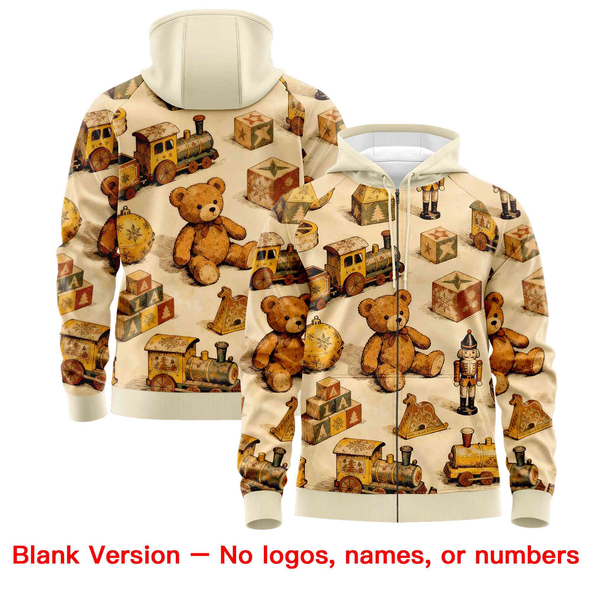 Custom Cream Light Brown Christmas Graffiti Pattern Athletic Pullover Hoodie