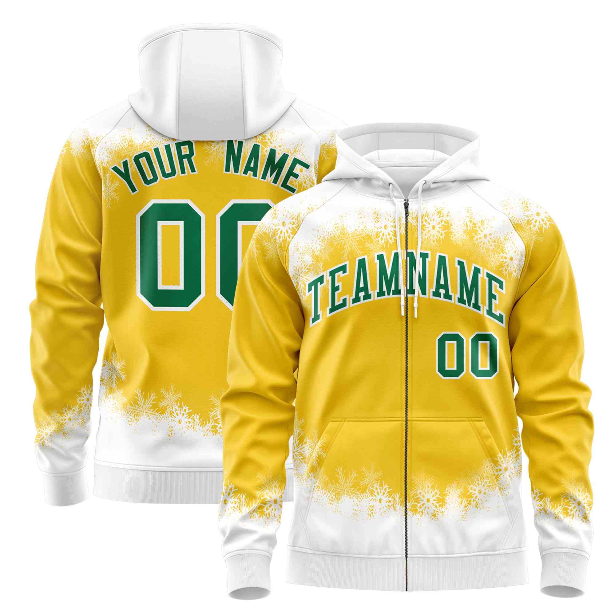 Custom Gold White Christmas Graffiti Pattern Athletic Pullover Hoodie