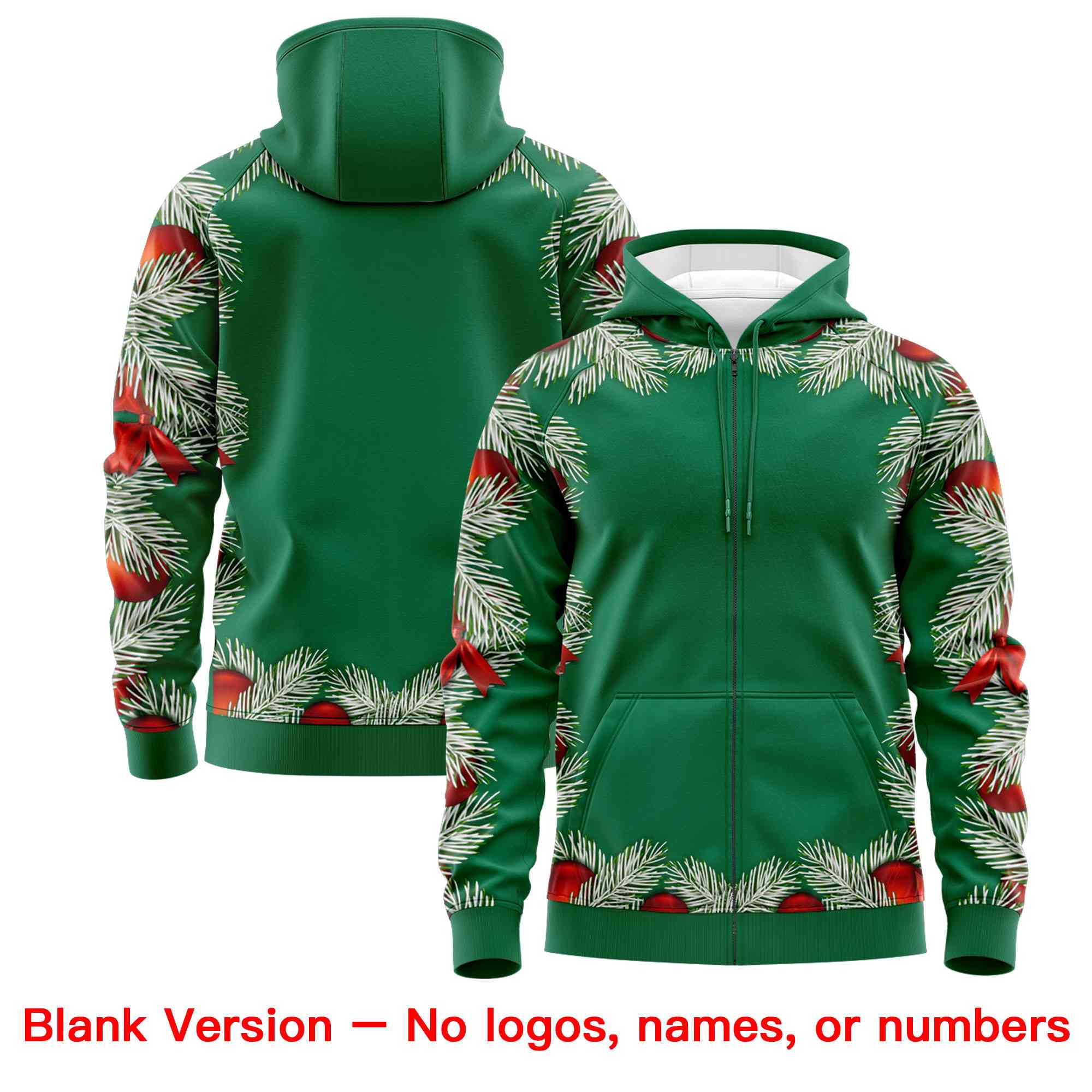 Custom Kelly Green Red Christmas Graffiti Pattern Athletic Pullover Hoodie