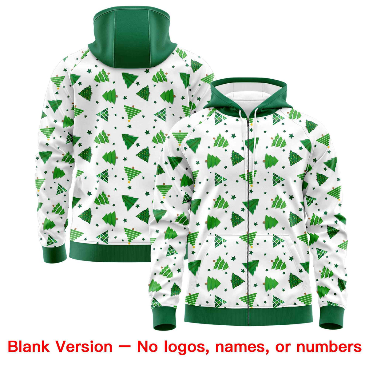 Custom White Kelly Green Christmas Graffiti Pattern Athletic Pullover Hoodie