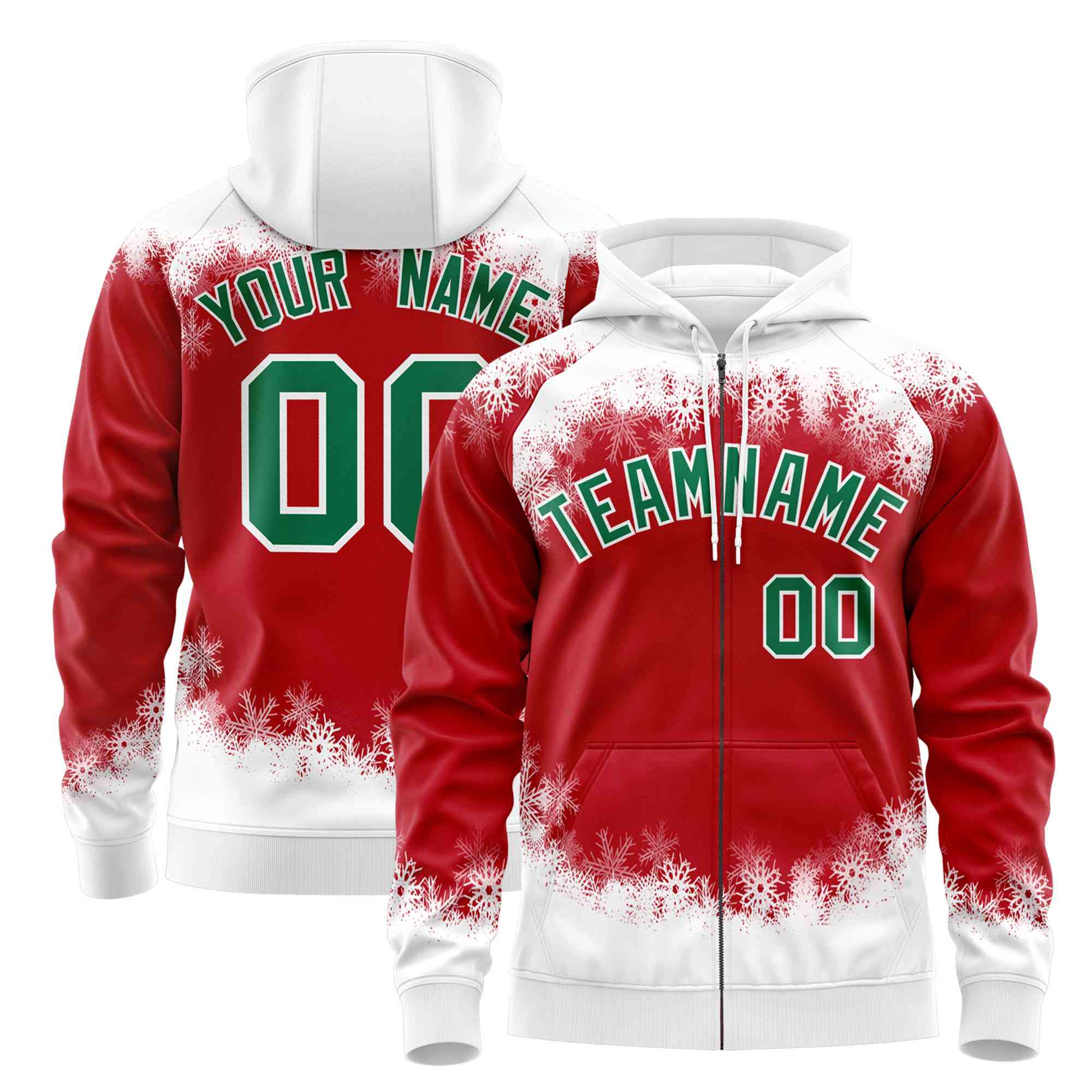 Custom Red White Christmas Graffiti Pattern Athletic Pullover Hoodie