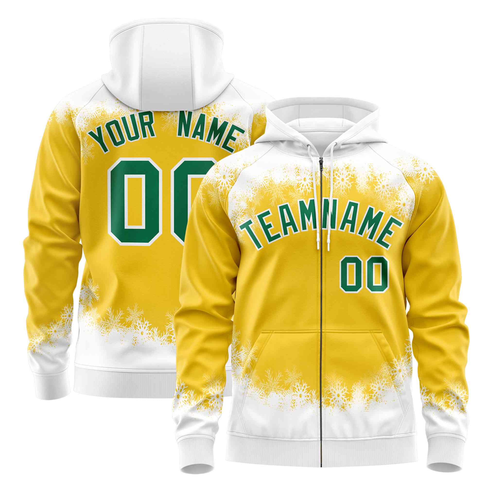 Custom Gold White Christmas Graffiti Pattern Athletic Pullover Hoodie