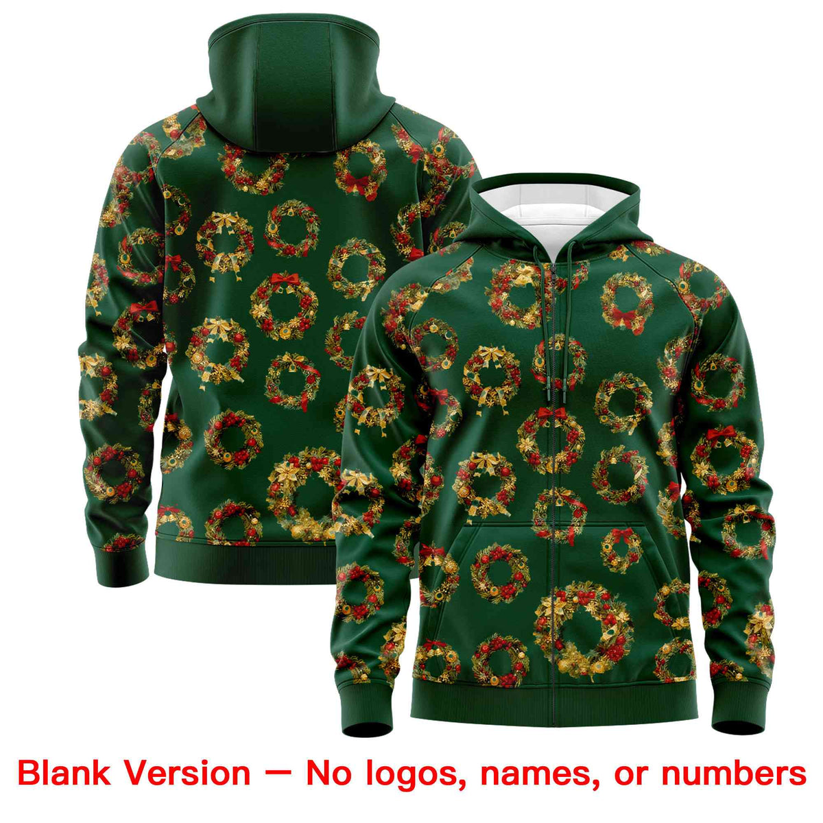 Custom Green Red Christmas Graffiti Pattern Athletic Pullover Hoodie| KXKSHOP
