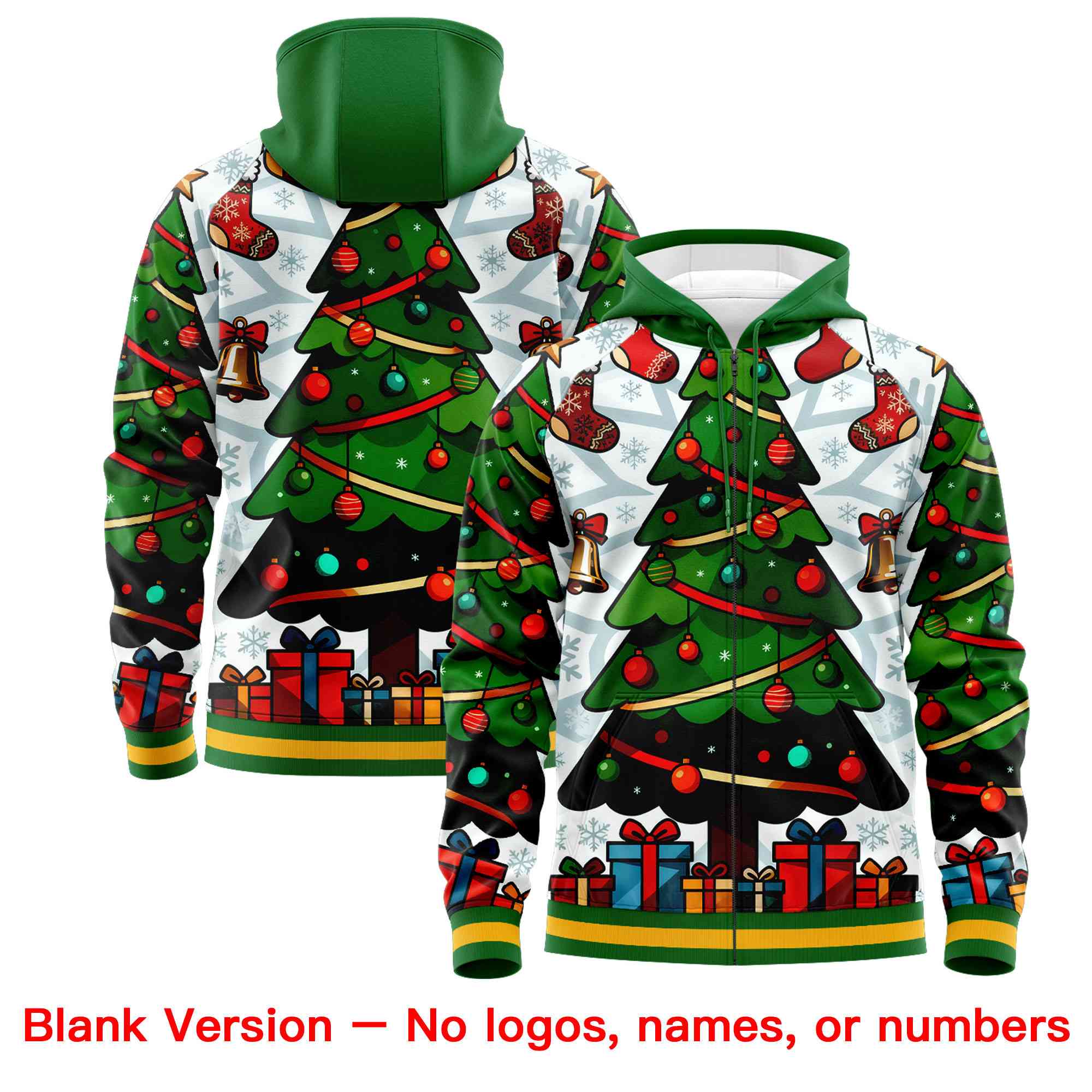 Custom Kelly Green Gold Christmas Graffiti Pattern Athletic Pullover Hoodie| KXKSHOP